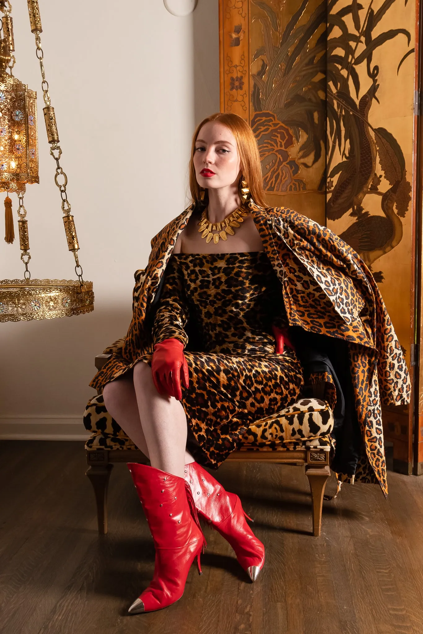 1989 A/W  Leopard Stretch Velvet Cocktail Dress