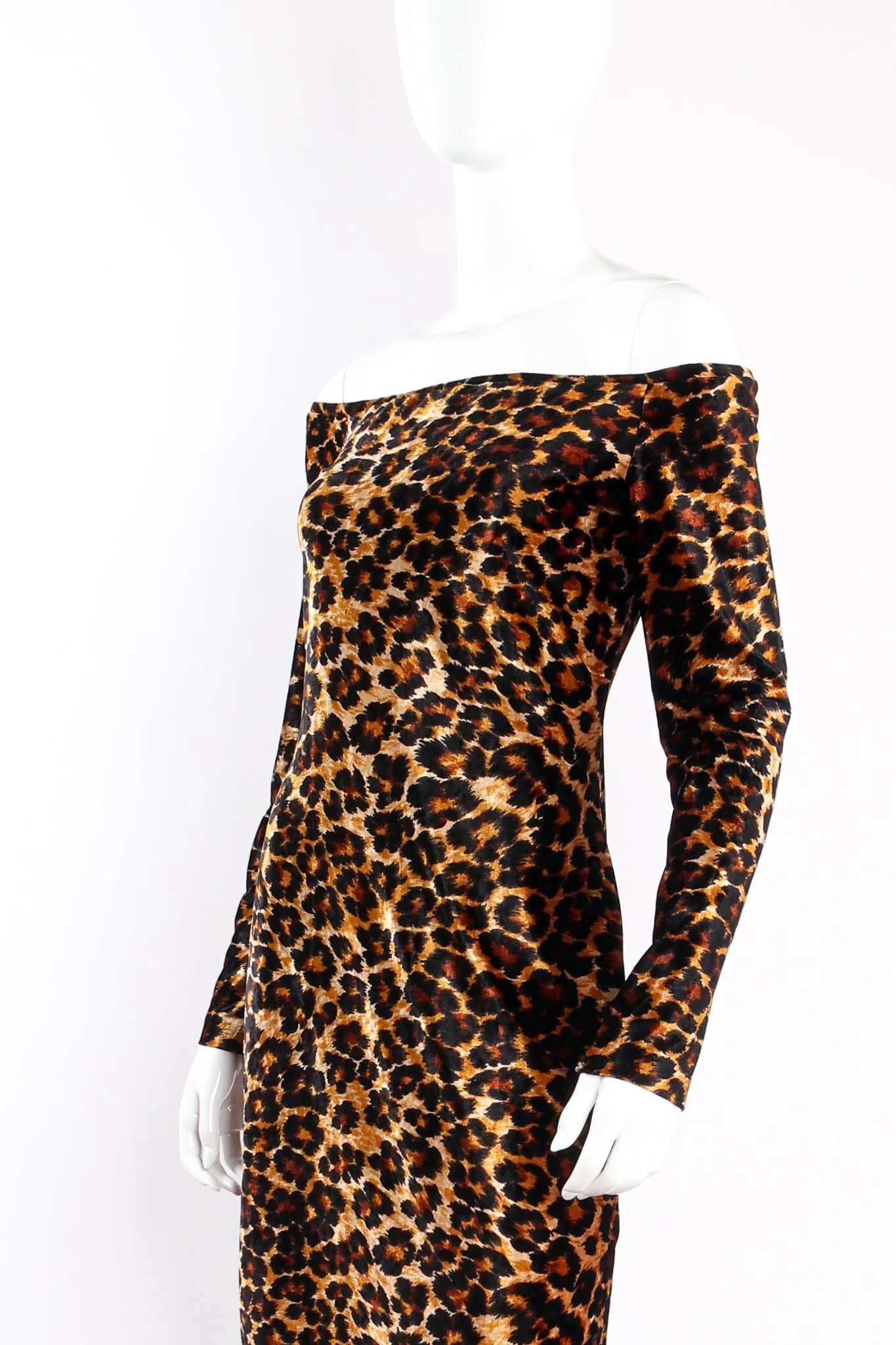 1989 A/W  Leopard Stretch Velvet Cocktail Dress