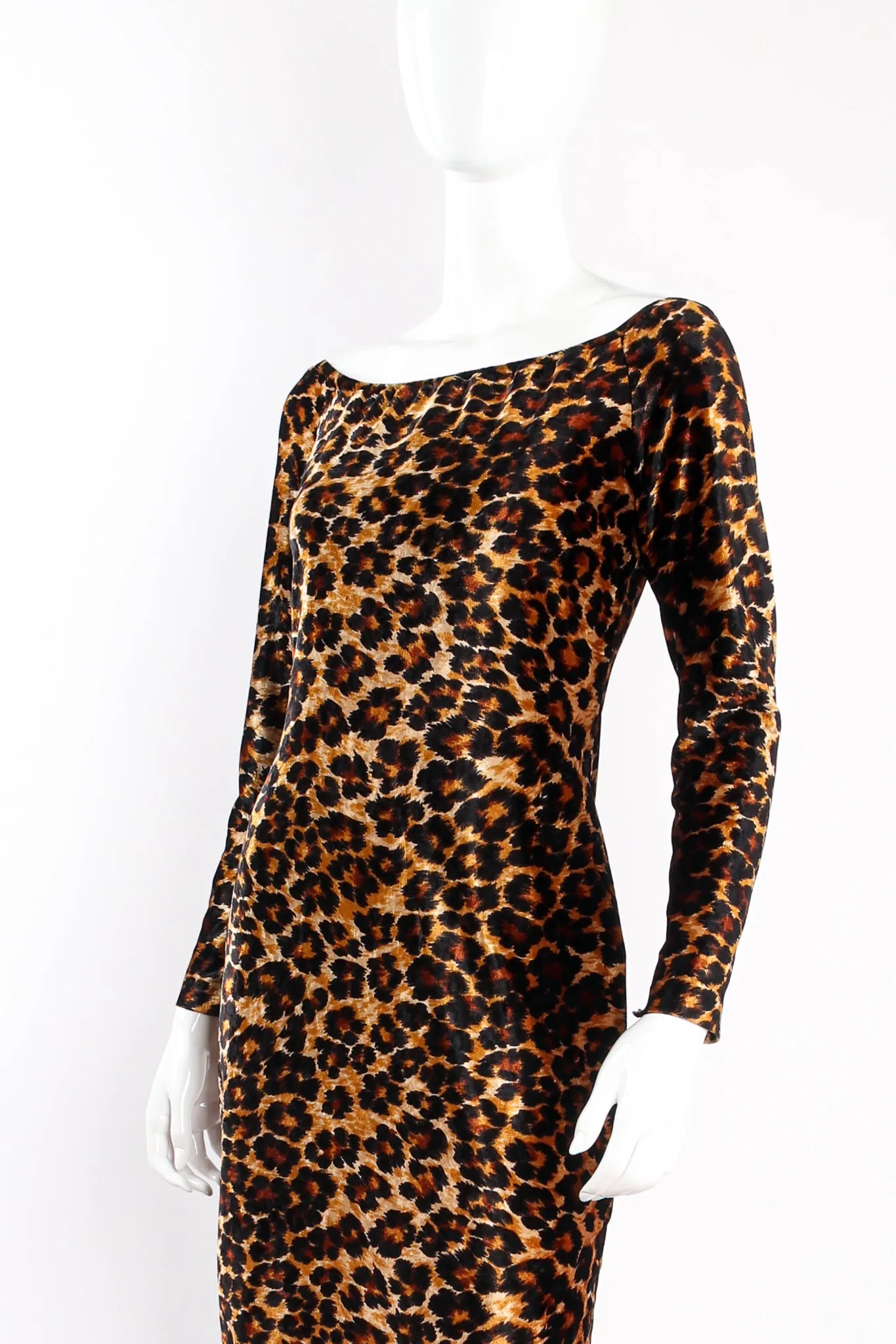 1989 A/W  Leopard Stretch Velvet Cocktail Dress