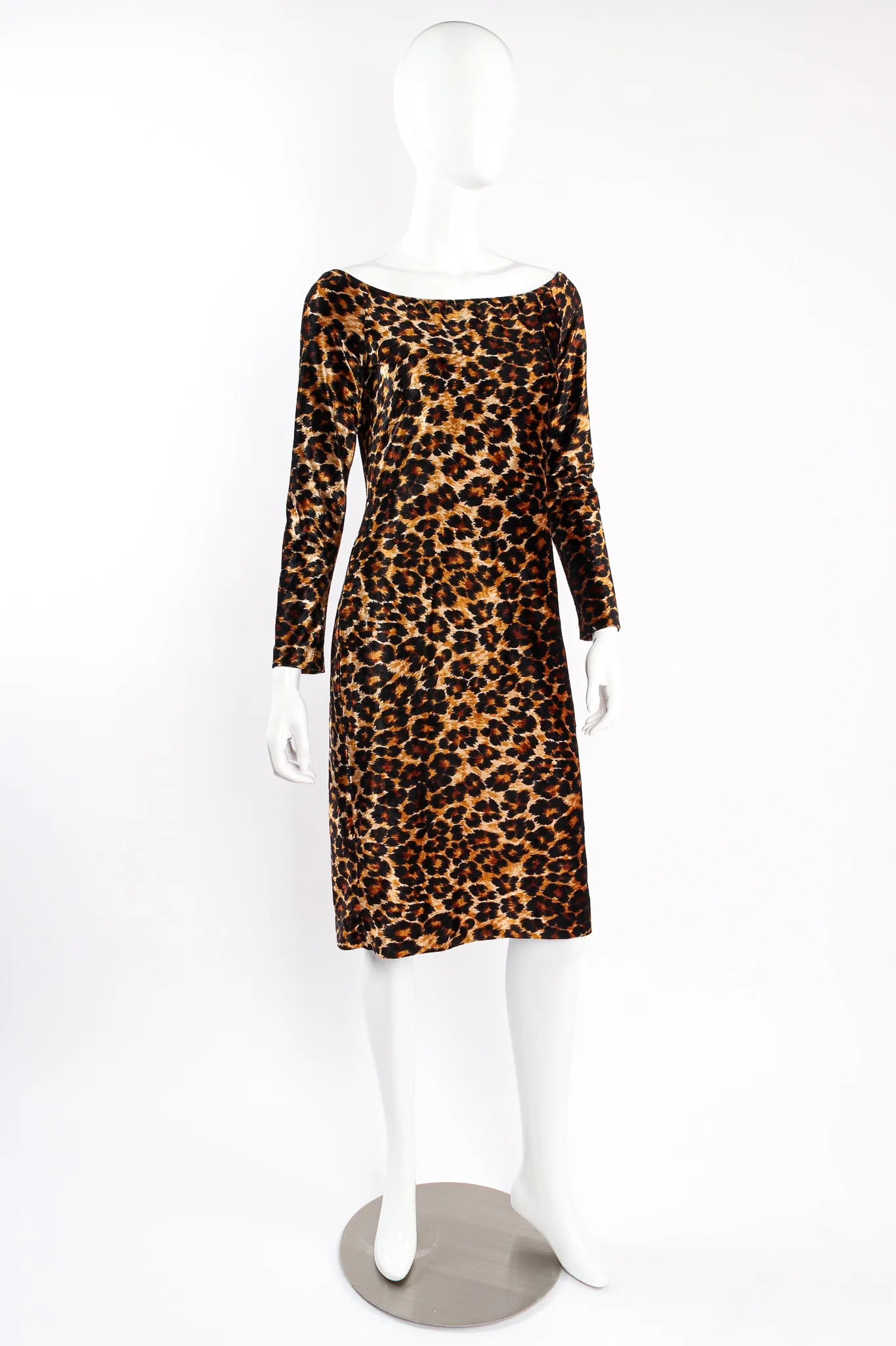 1989 A/W  Leopard Stretch Velvet Cocktail Dress