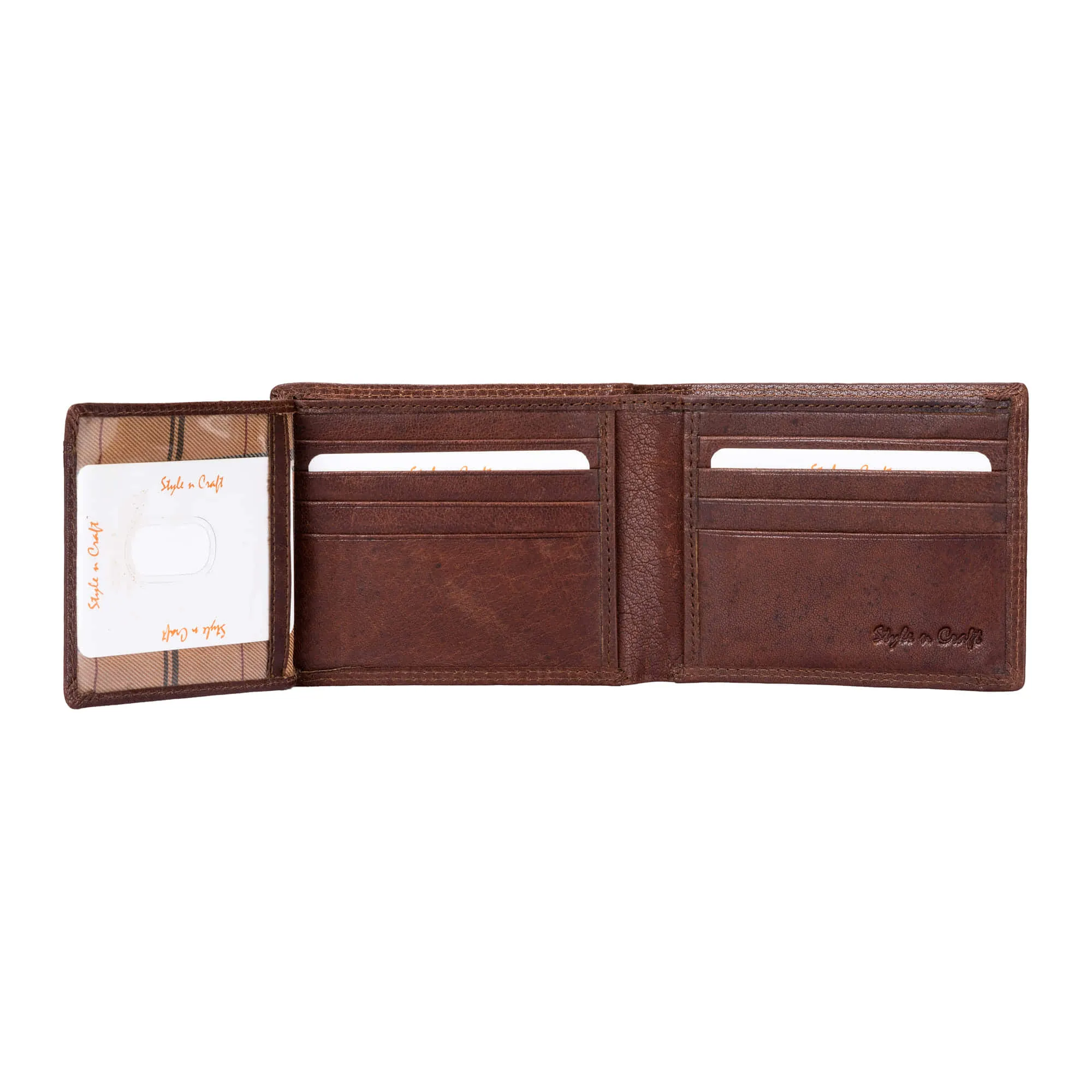 301766 Bifold Leather Wallet with Side Flap in Brown | Style n Craft