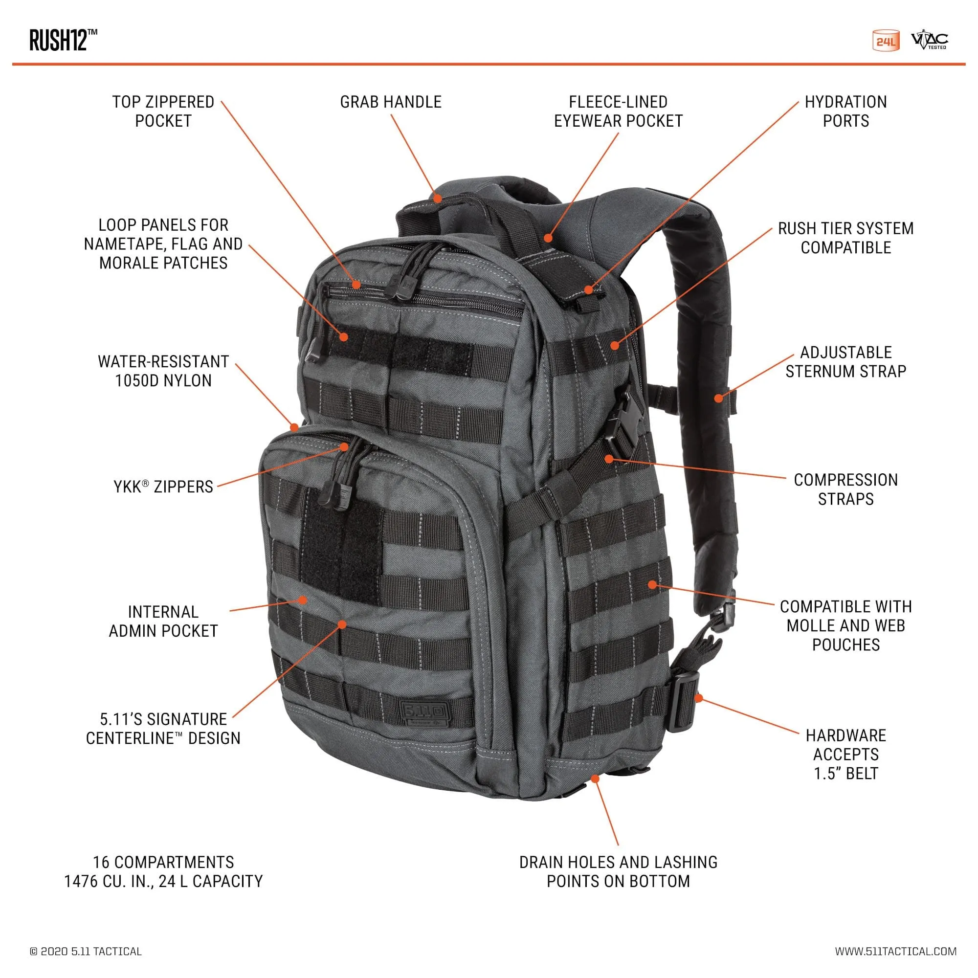 5.11 Tactical RUSH 12 2.0  Back Pack