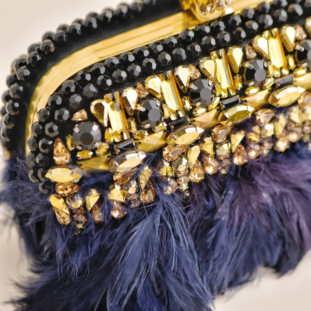 Alexander McQueen Feather-Fringe Skull Clutch Bag
