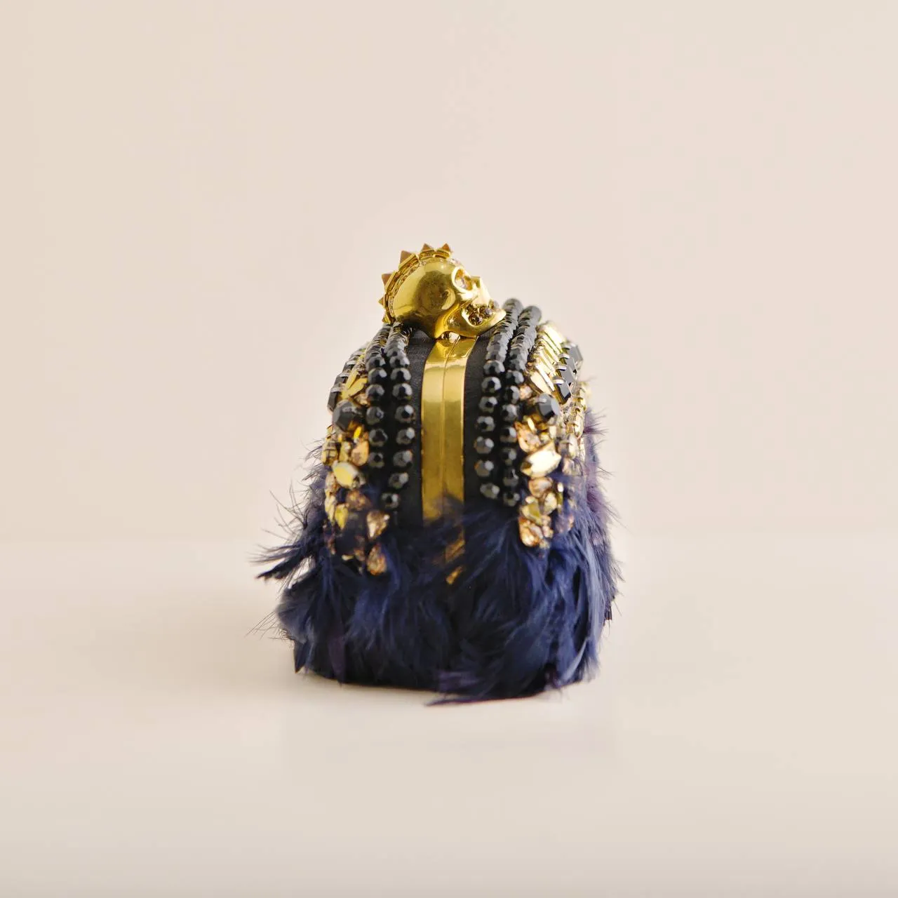 Alexander McQueen Feather-Fringe Skull Clutch Bag