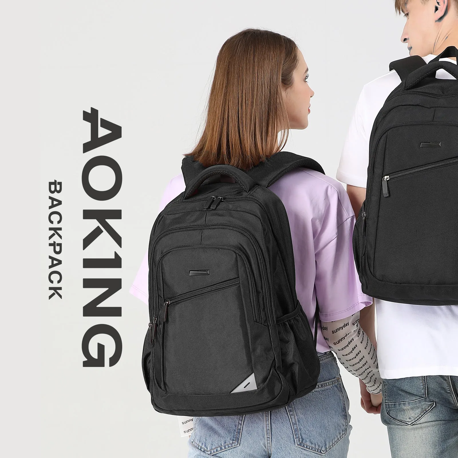 Aoking Backpack Black Casual Backpack Student Bag H97066