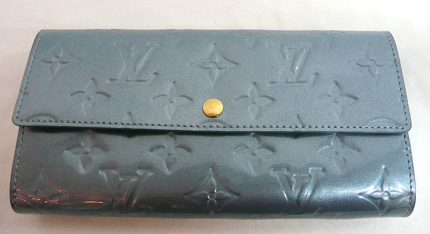 Authentic NEW in Box Louis Vuitton Sarah Vernis Blue Wallet