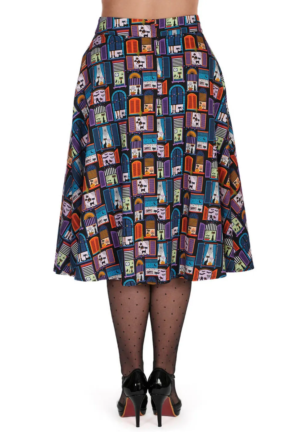 Banned Window Cat 50's Swing Skirt Black