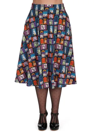 Banned Window Cat 50's Swing Skirt Black
