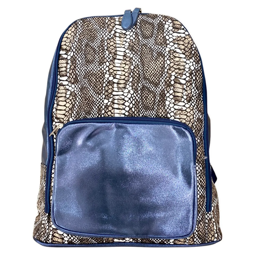 Bari Lynn Navy Glitter Snake Backpack
