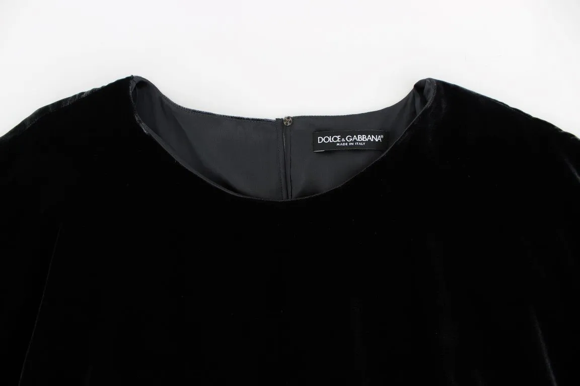 Black velvet shortsleeved blouse
