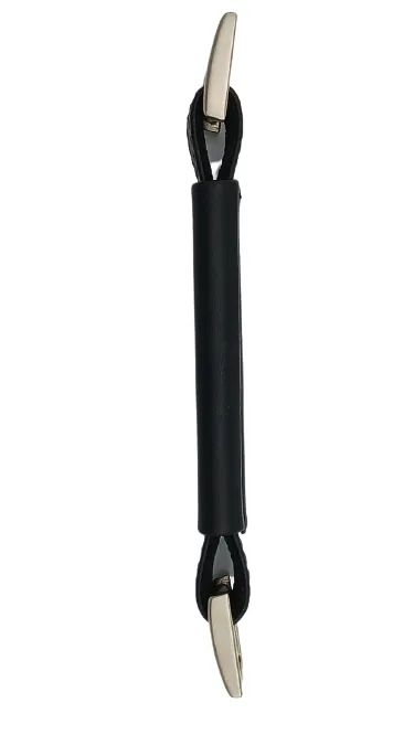 Black Vinyl Handle With Nickel Hardware - 8 3/4"