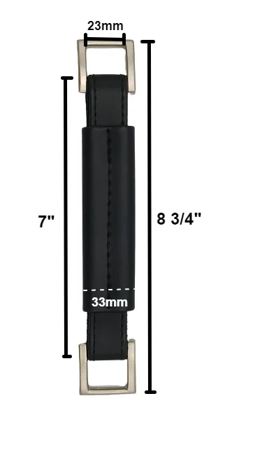 Black Vinyl Handle With Nickel Hardware - 8 3/4"