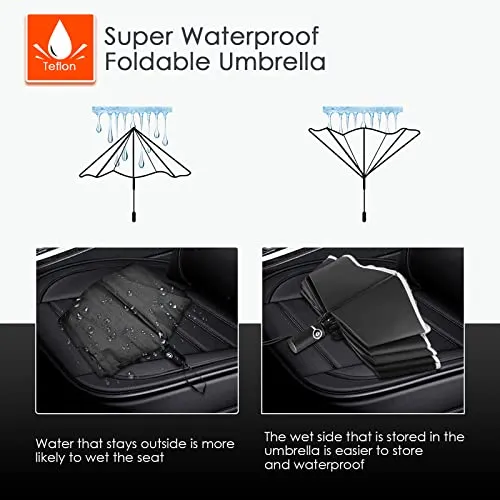 Bodyguard Large Windproof Inverted Umbrellas for Rain & Sun - Travel Folding Compact UPF 50  Automatic Umbrella with Reflective Stripe, UV Protection For Walking, Sky Blue-46IN