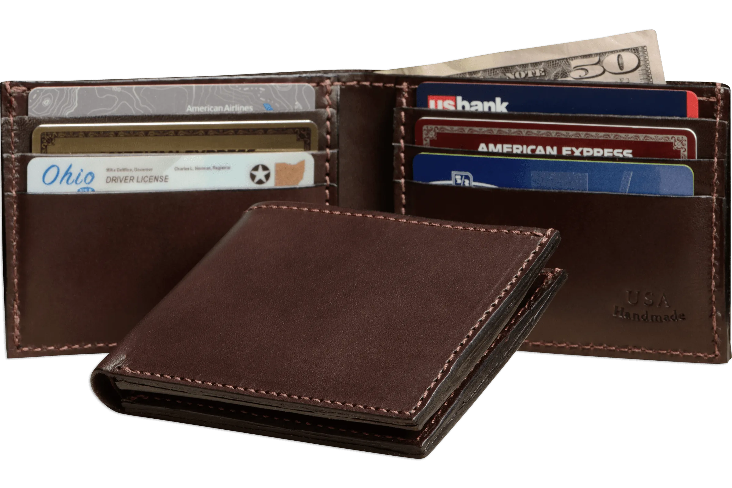 Brown Premium Leather 6 Card Slot Bifold Wallet