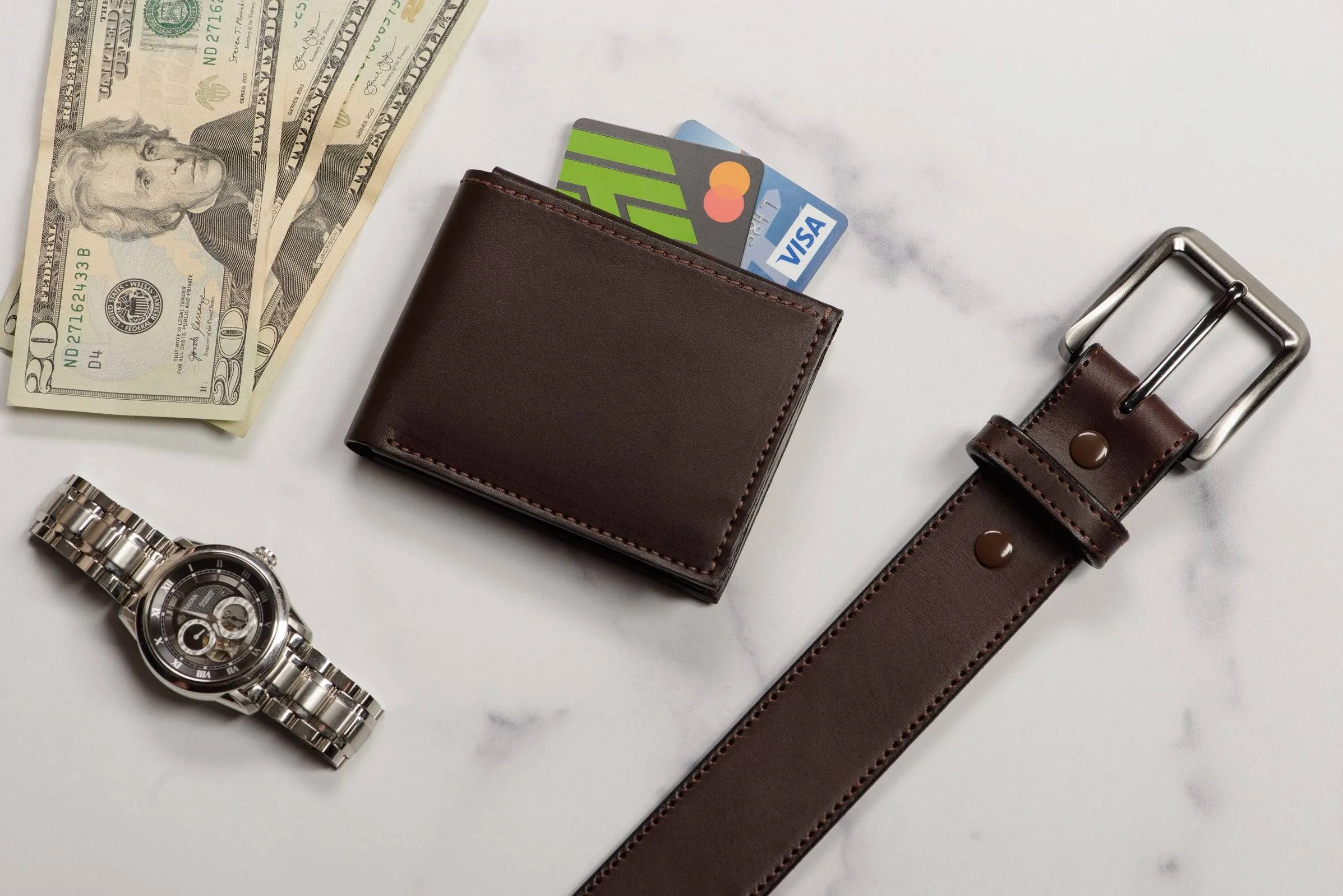 Brown Premium Leather 6 Card Slot Bifold Wallet