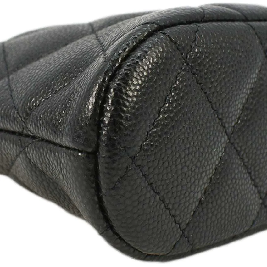 CHANEL Classic Quilted Leather Chain Clutch Crossbody Bag Black