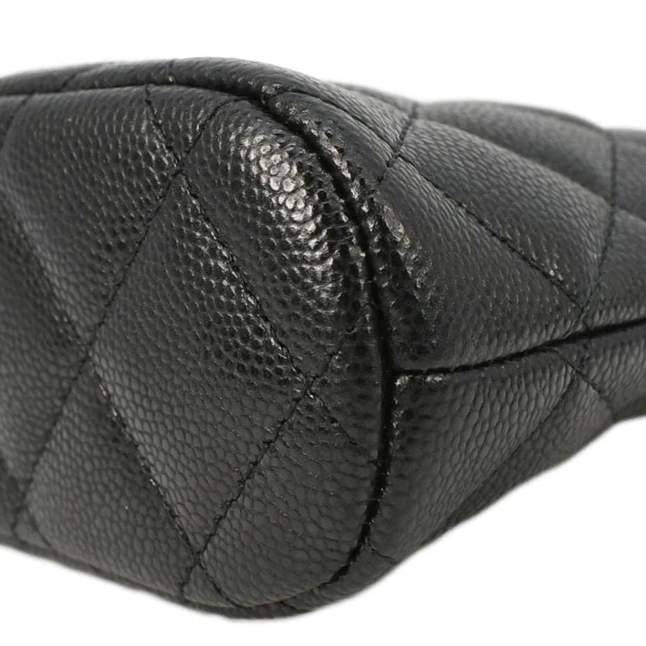 CHANEL Classic Quilted Leather Chain Clutch Crossbody Bag Black