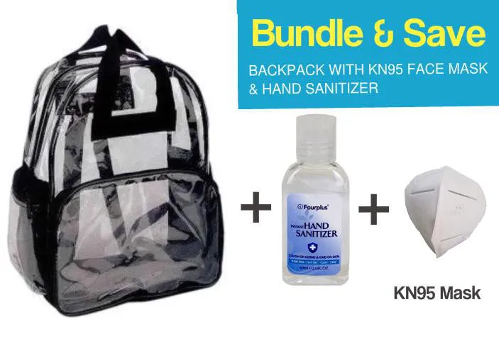 Clear Back Packs For School With Hand Sanitizer & Mask