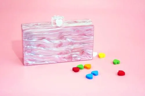 Colorful Marble Acrylic Box Clutch