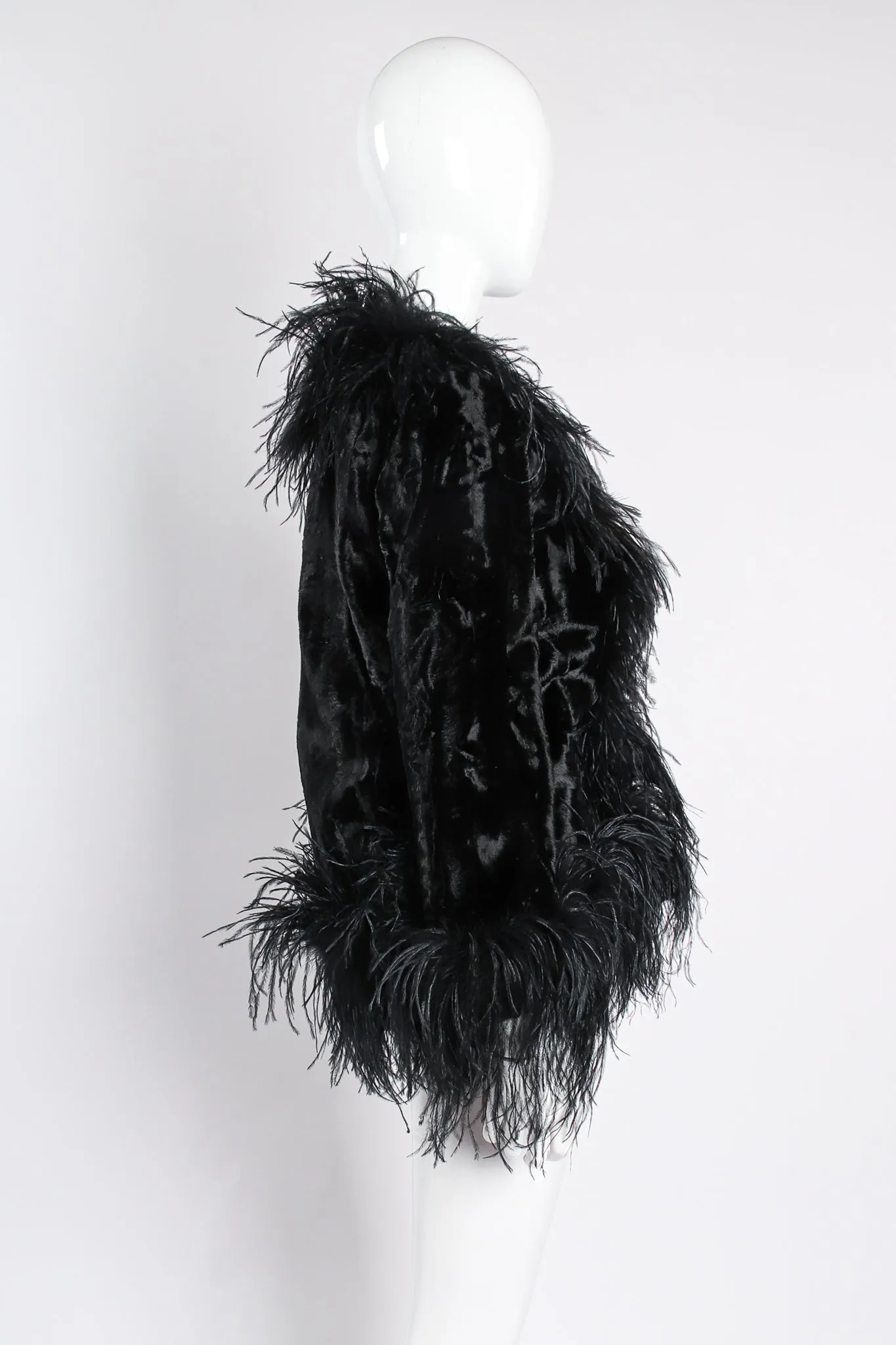 Crushed Velvet Ostrich Feather Jacket