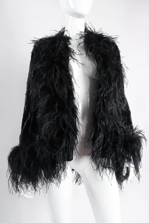 Crushed Velvet Ostrich Feather Jacket