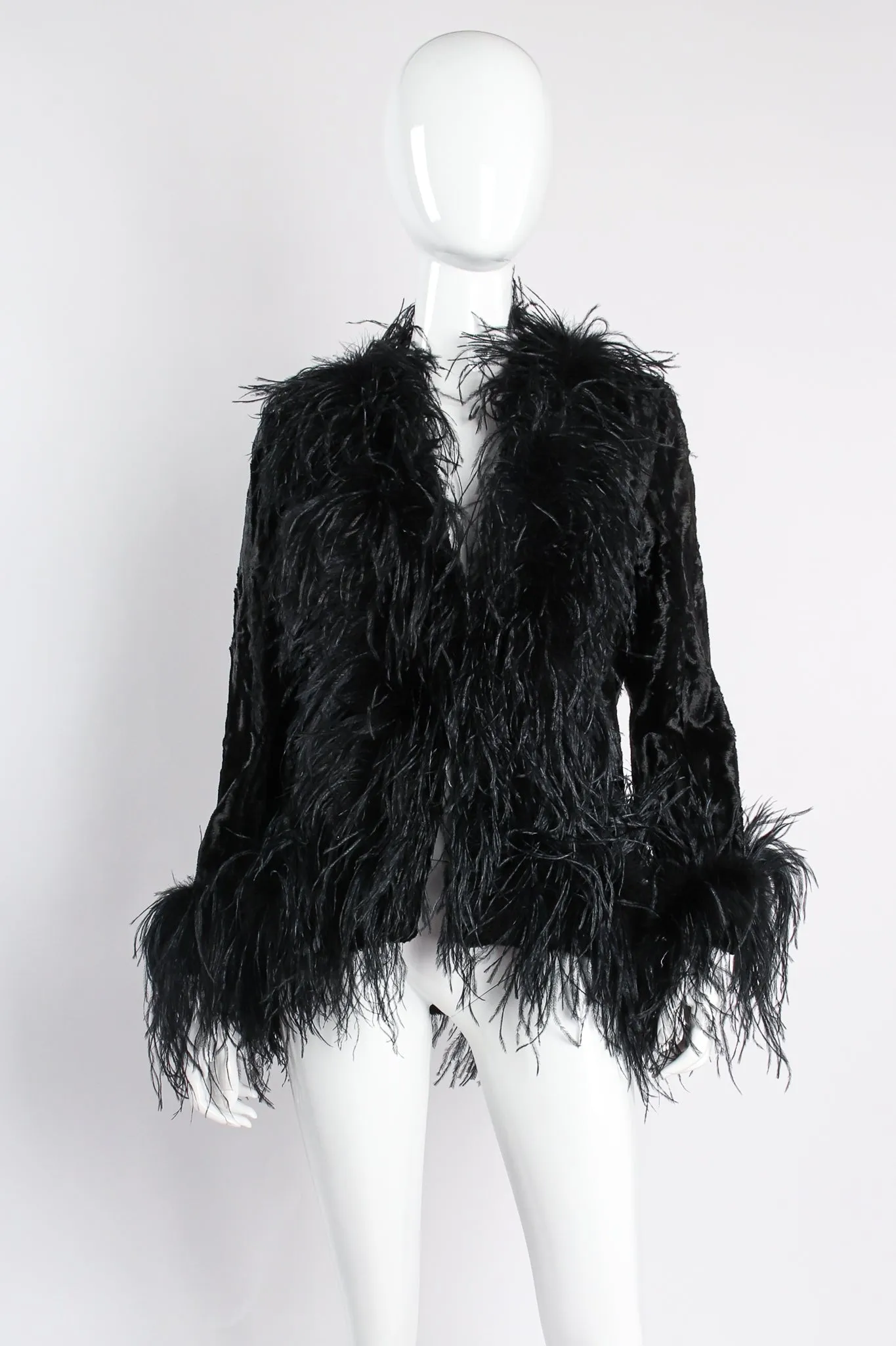 Crushed Velvet Ostrich Feather Jacket