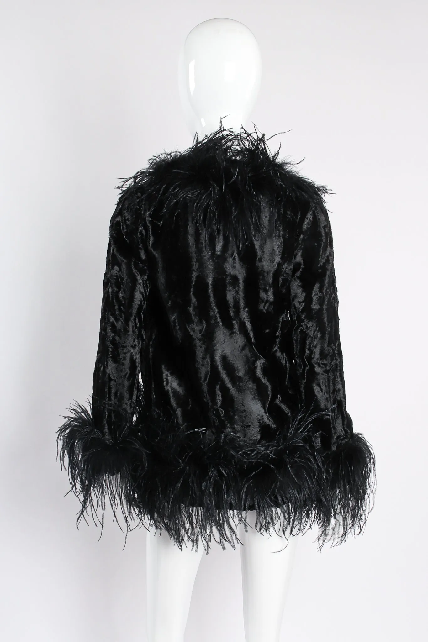 Crushed Velvet Ostrich Feather Jacket