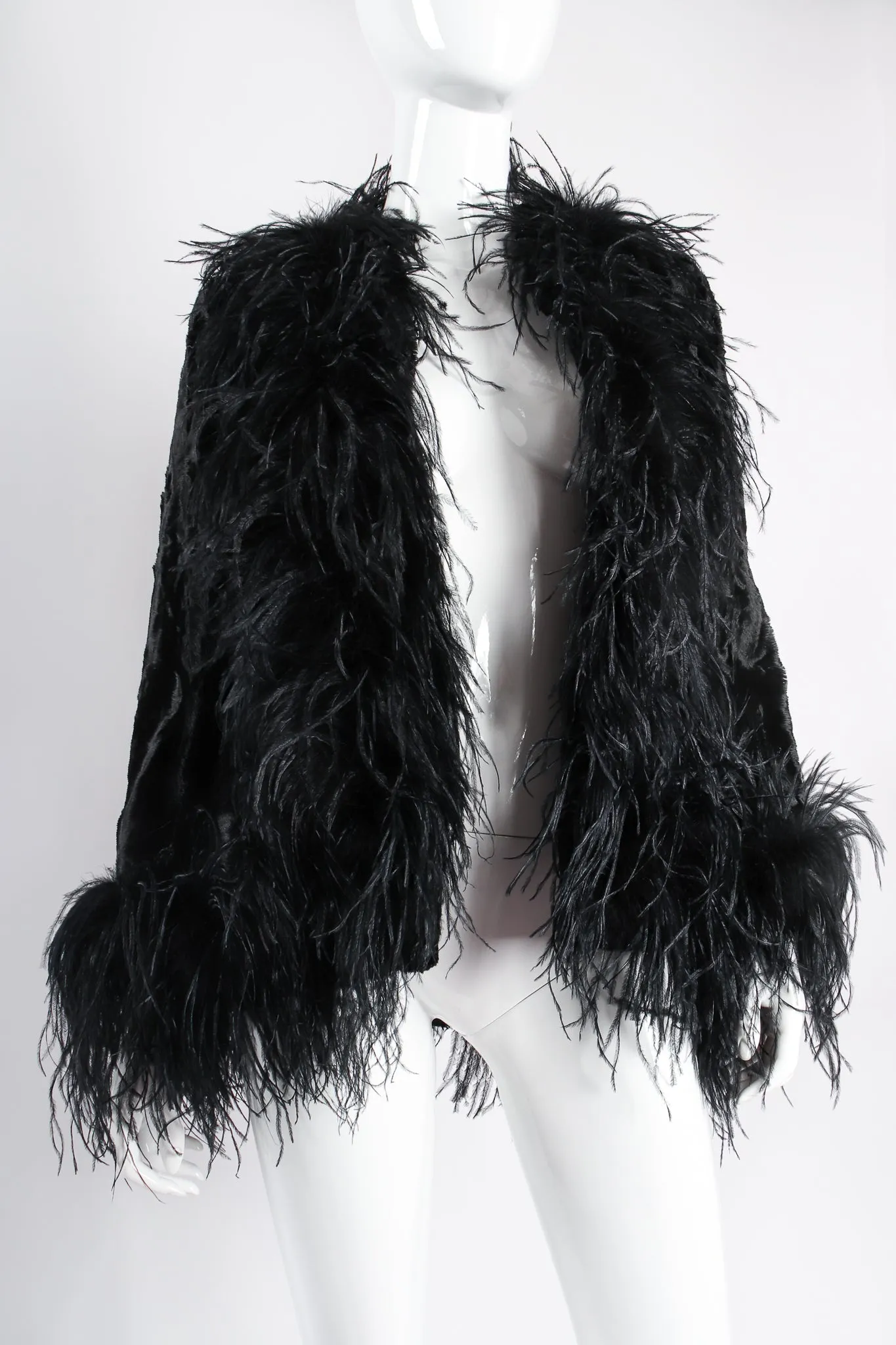 Crushed Velvet Ostrich Feather Jacket
