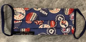 DEC Headquarters: Navy with Democratic Party Patriotic Print, Navy Foldover Elastic for Ears