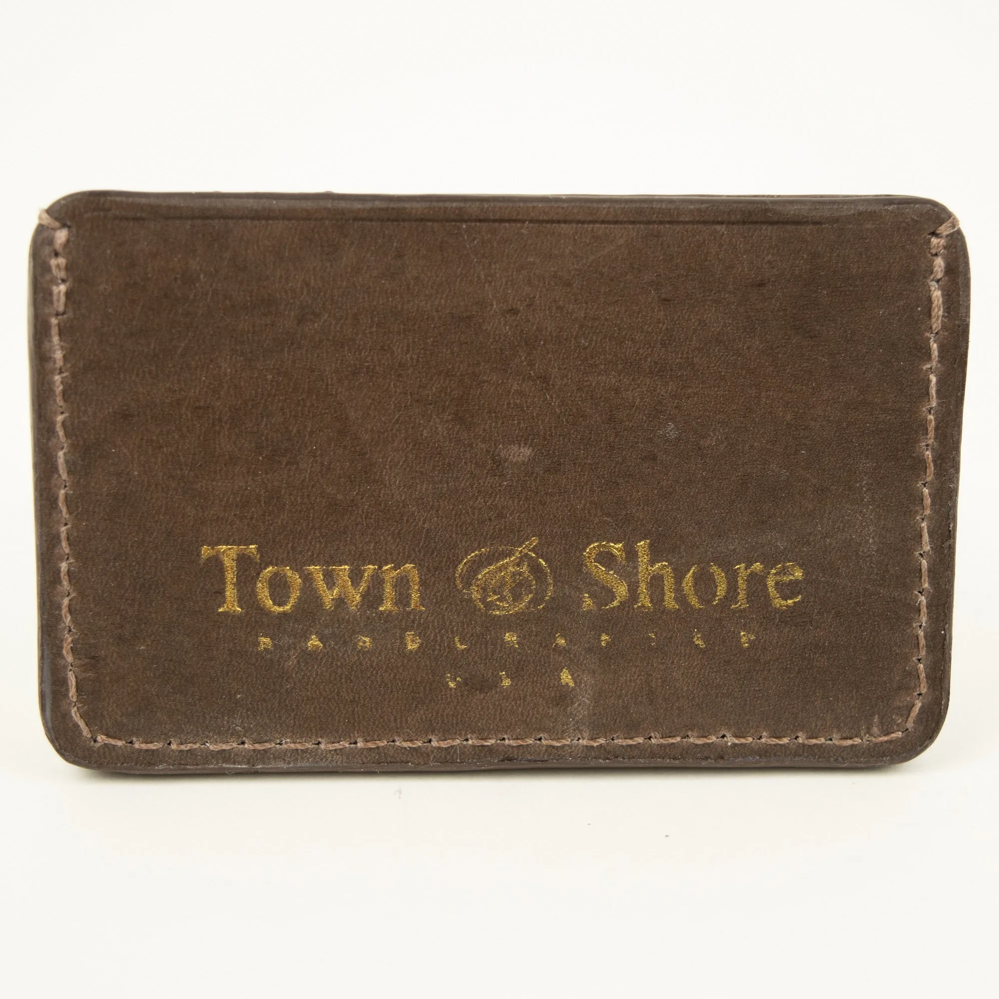 Distressed Effect Leather Card Case in Mocha Brown
