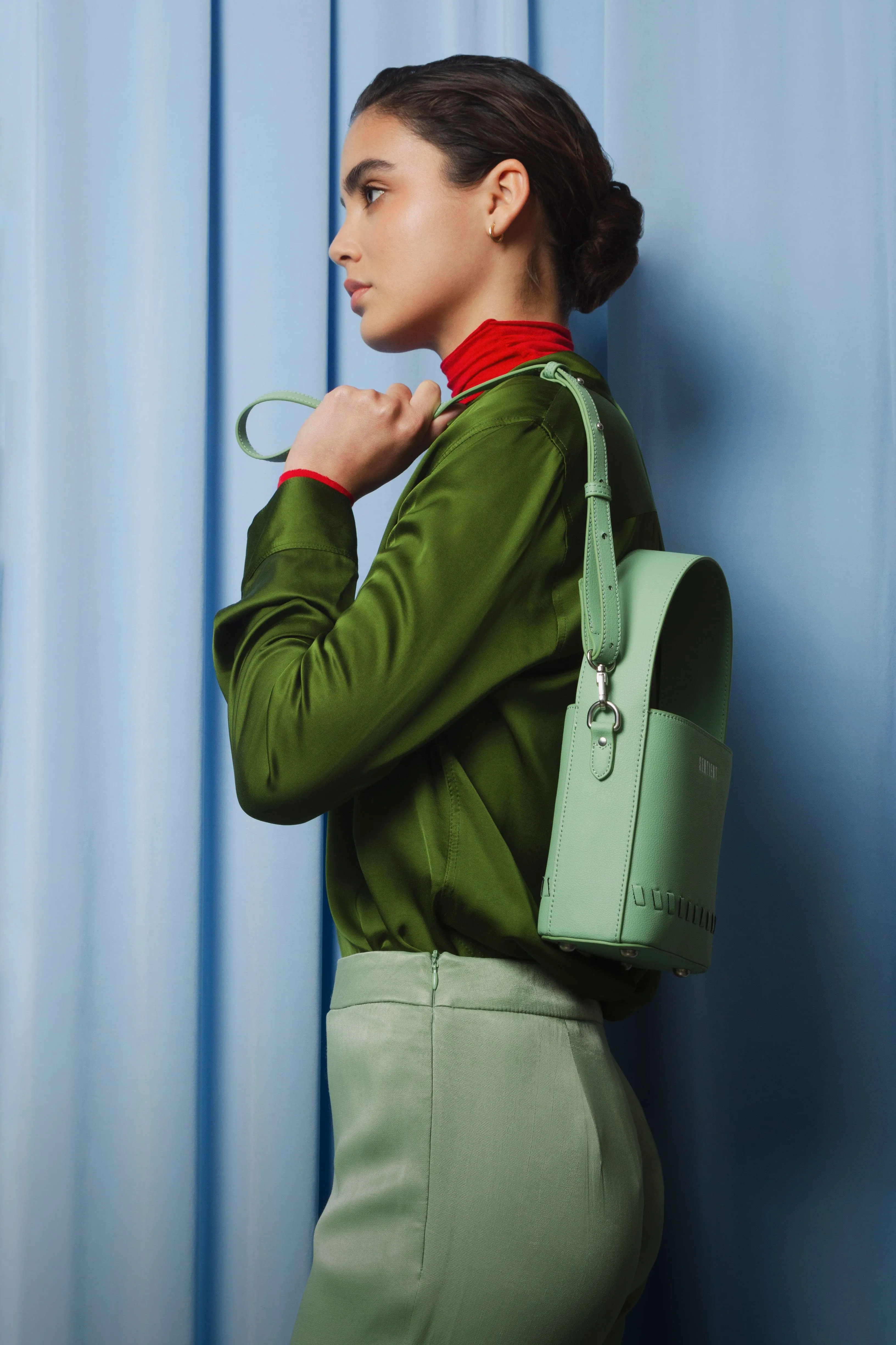 Fauna Mini Apple Leather Vegan Crossbody Bag | Basil