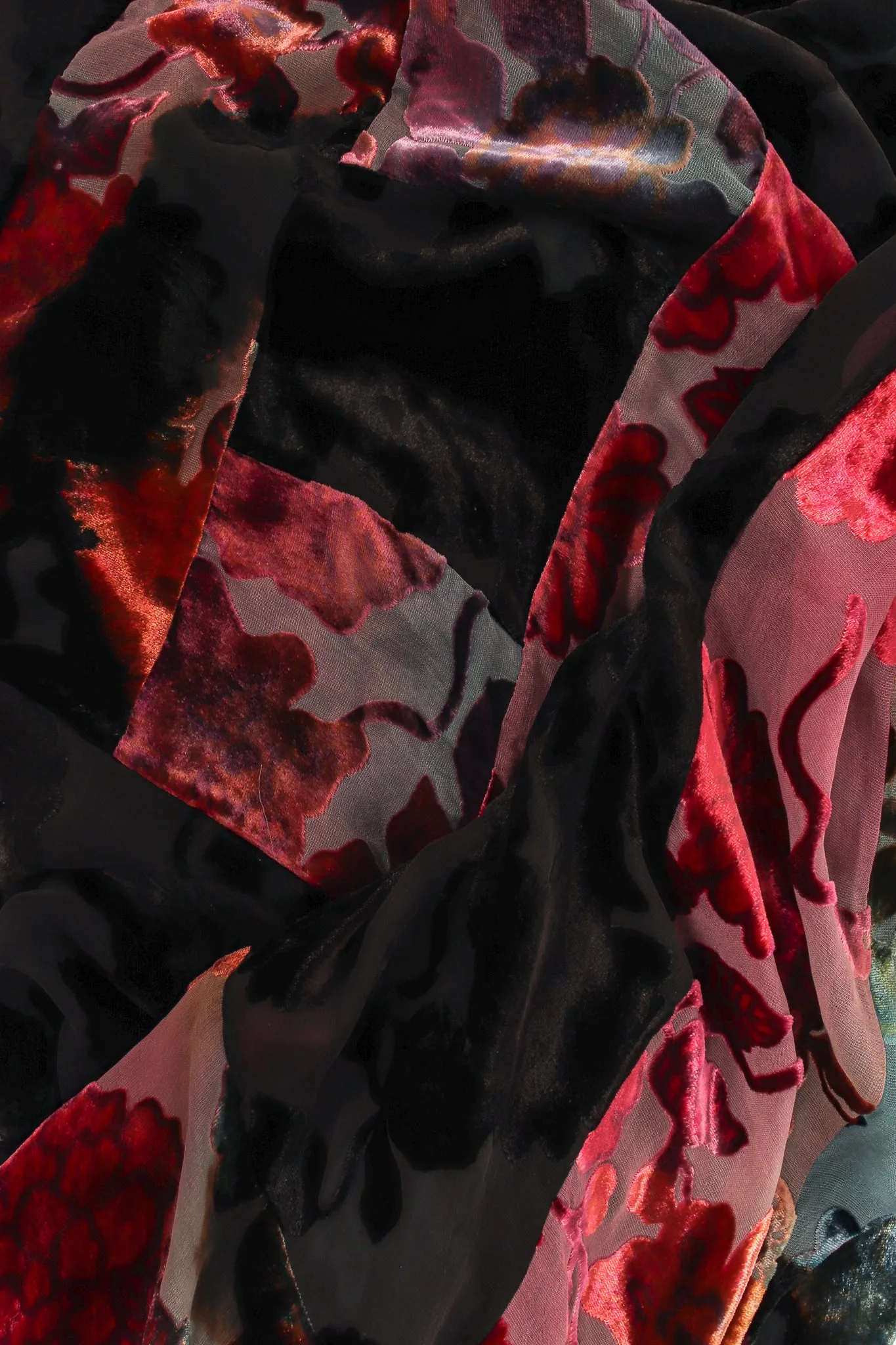 Floral Patchwork Silk Velvet Burnout Dress