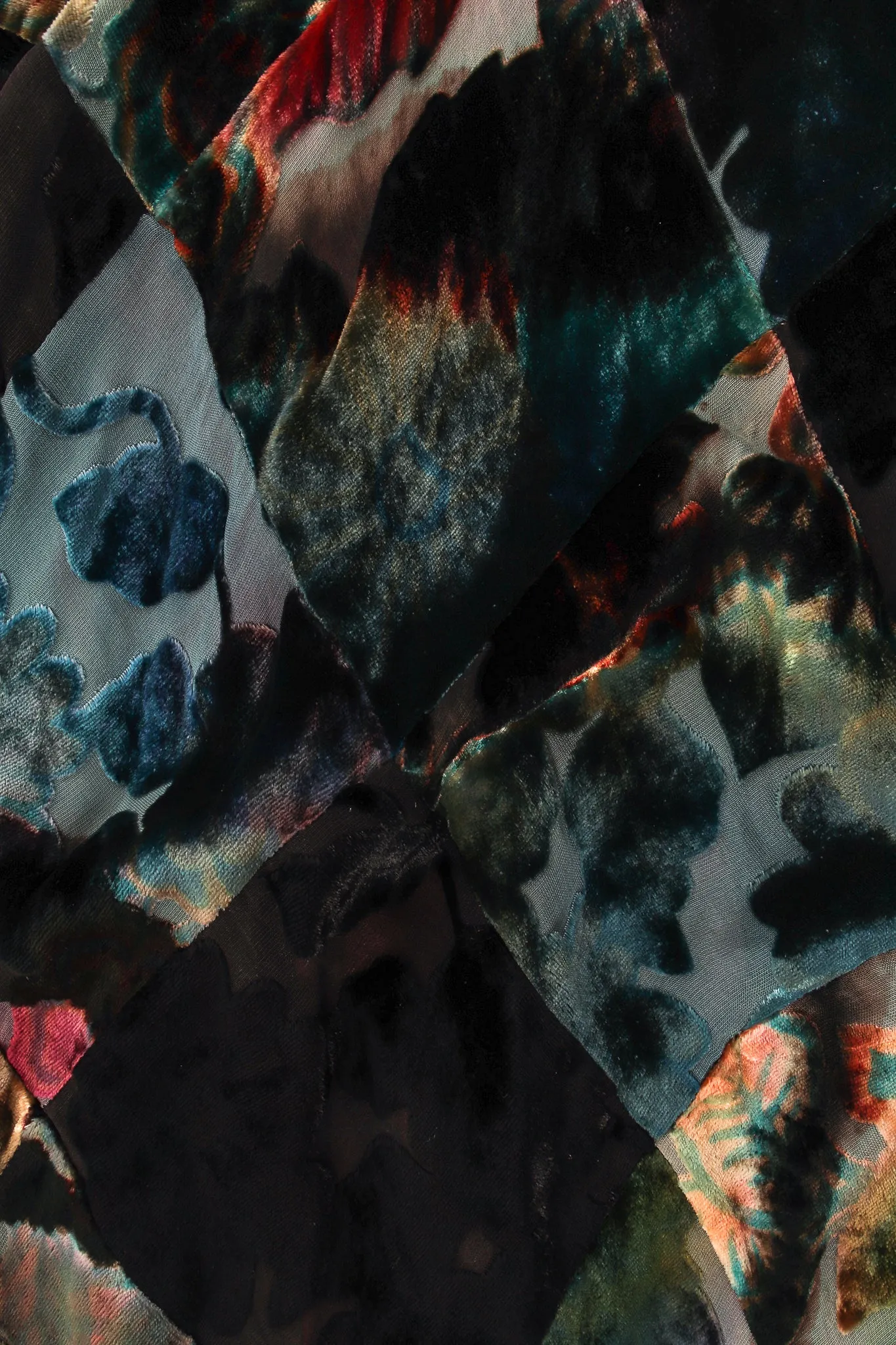Floral Patchwork Silk Velvet Burnout Dress