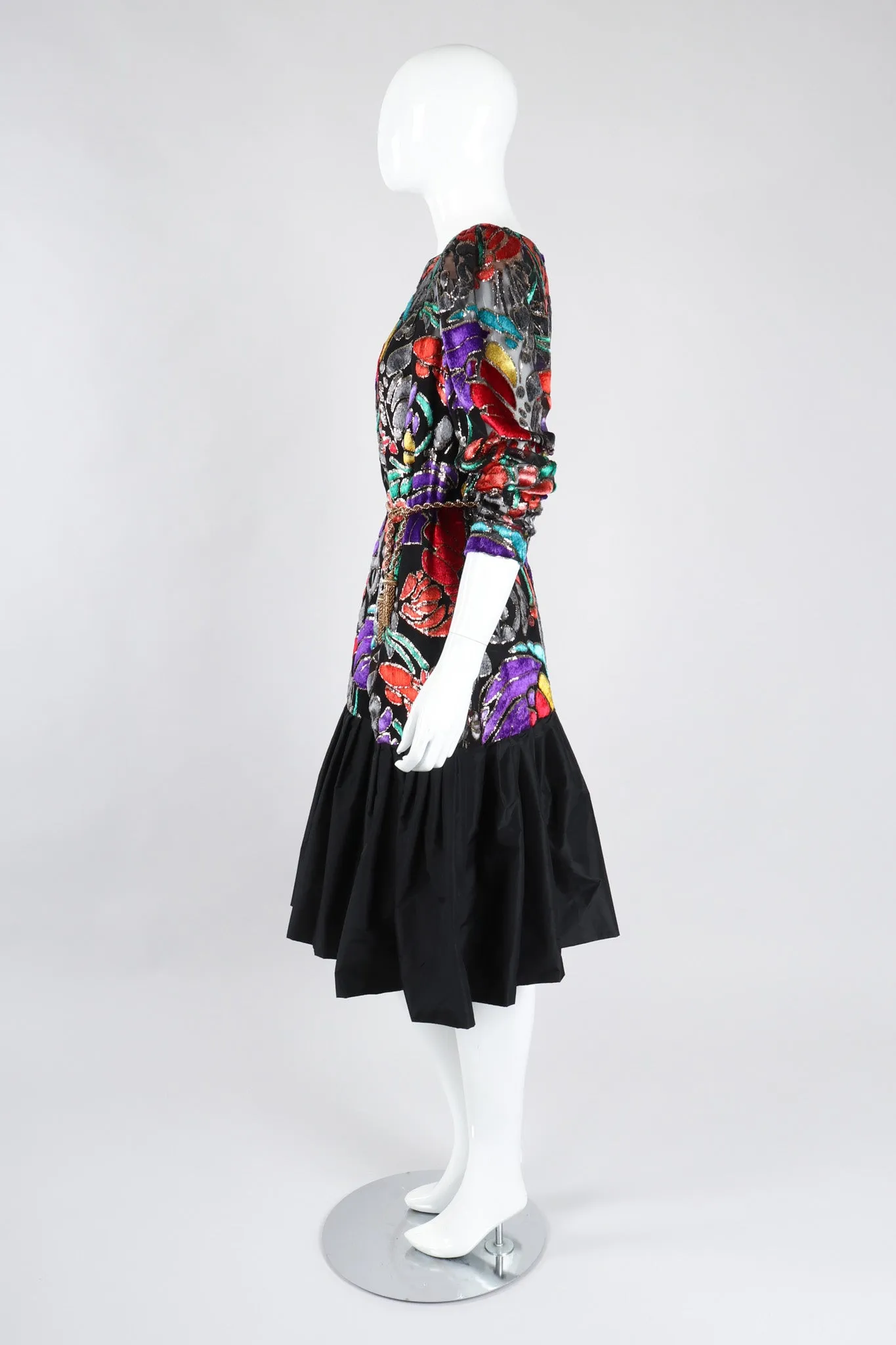 Floral Velvet Lamé Burnout Dress