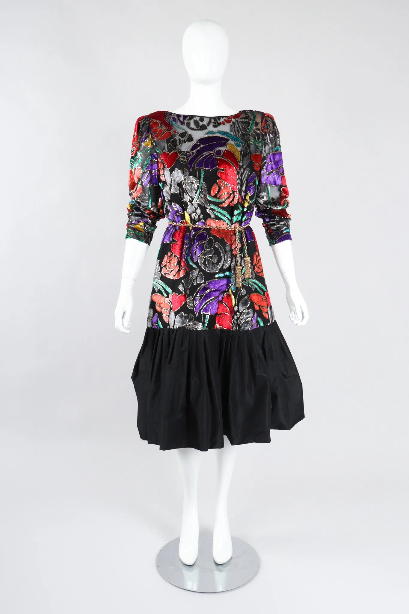 Floral Velvet Lamé Burnout Dress