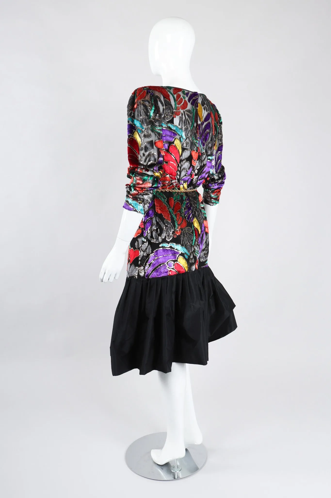 Floral Velvet Lamé Burnout Dress