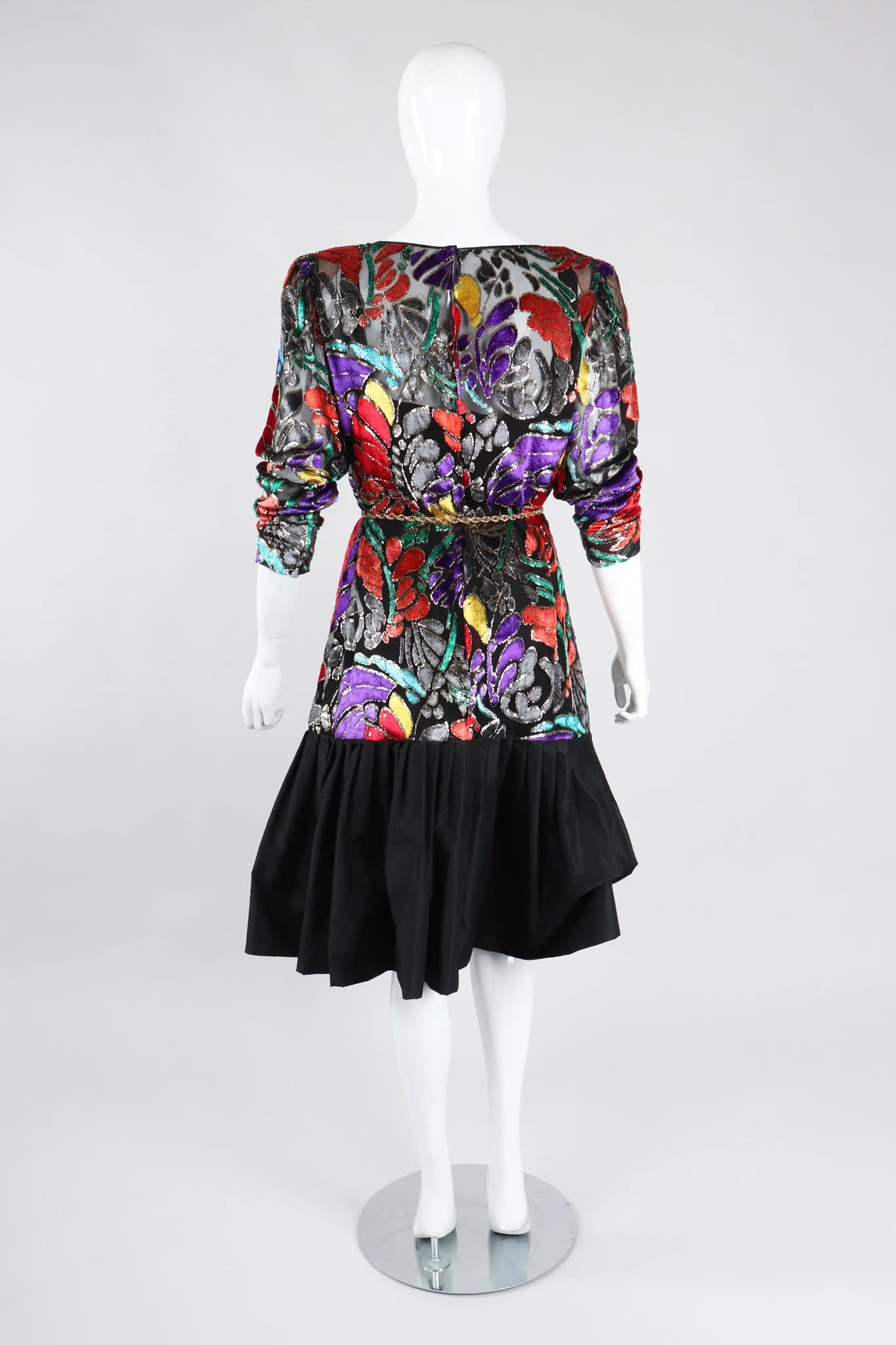 Floral Velvet Lamé Burnout Dress