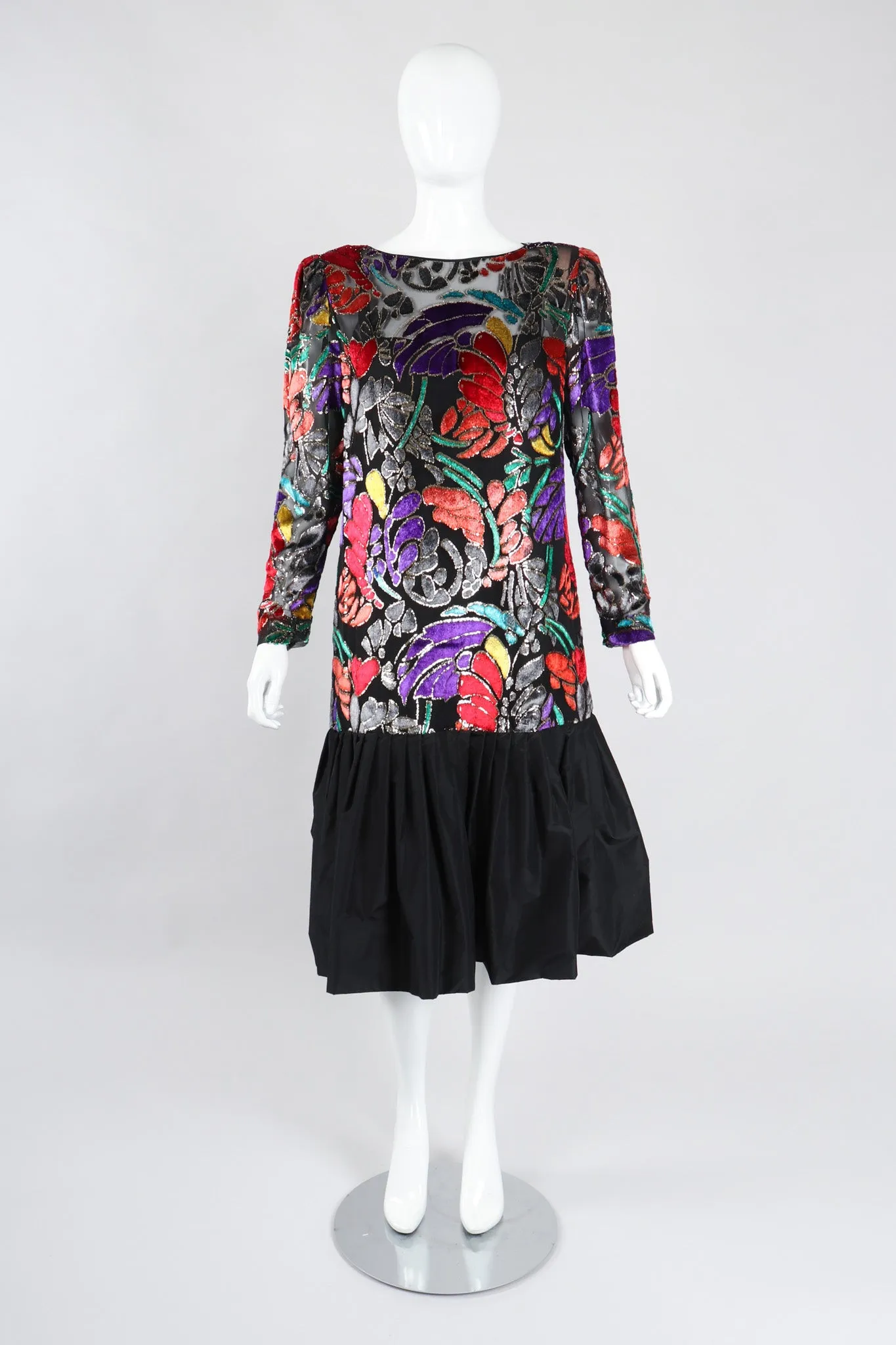 Floral Velvet Lamé Burnout Dress