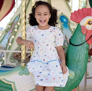 Girls Charlie Dress - Multi Tiny Horses