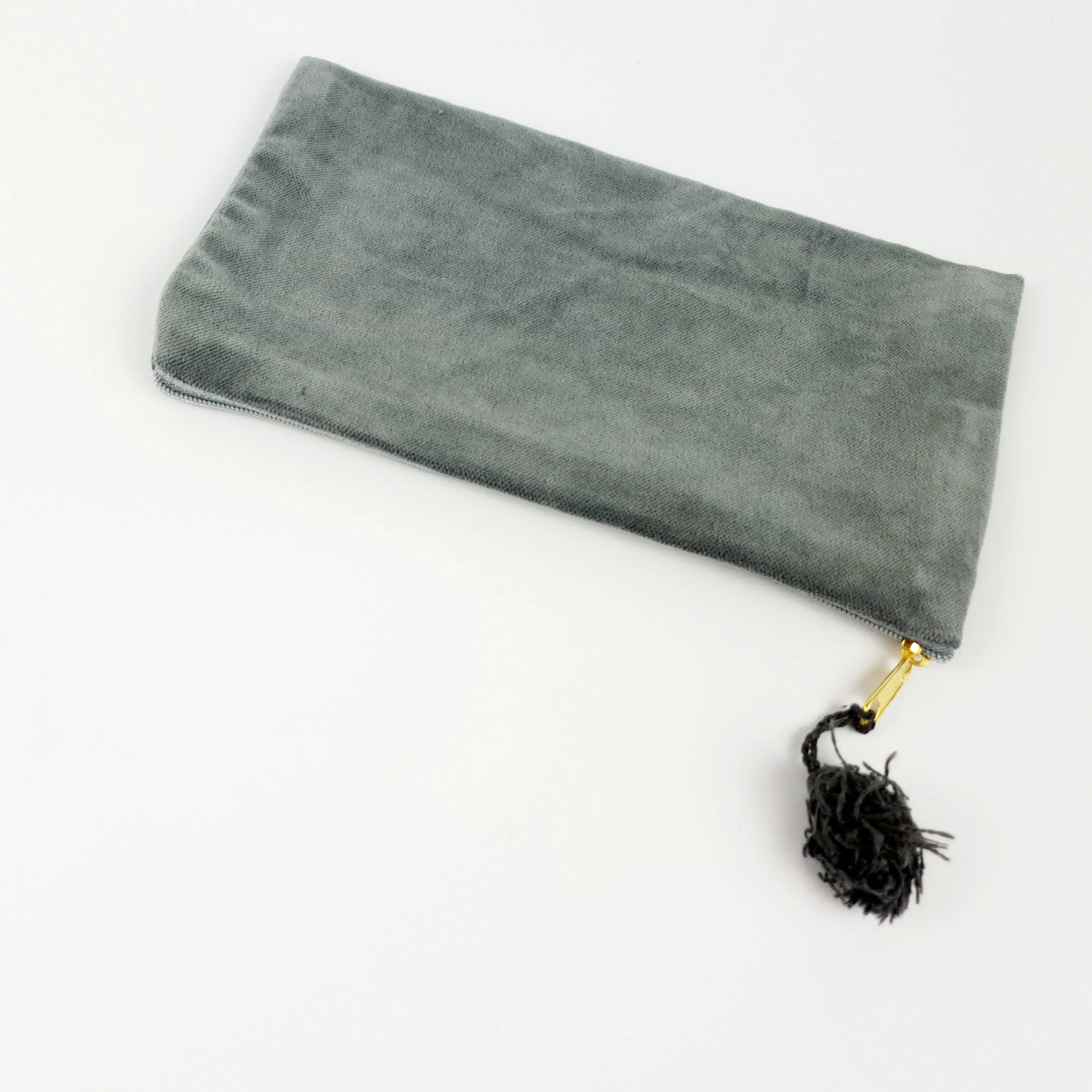 Grey Velvet Cosmetic Bag