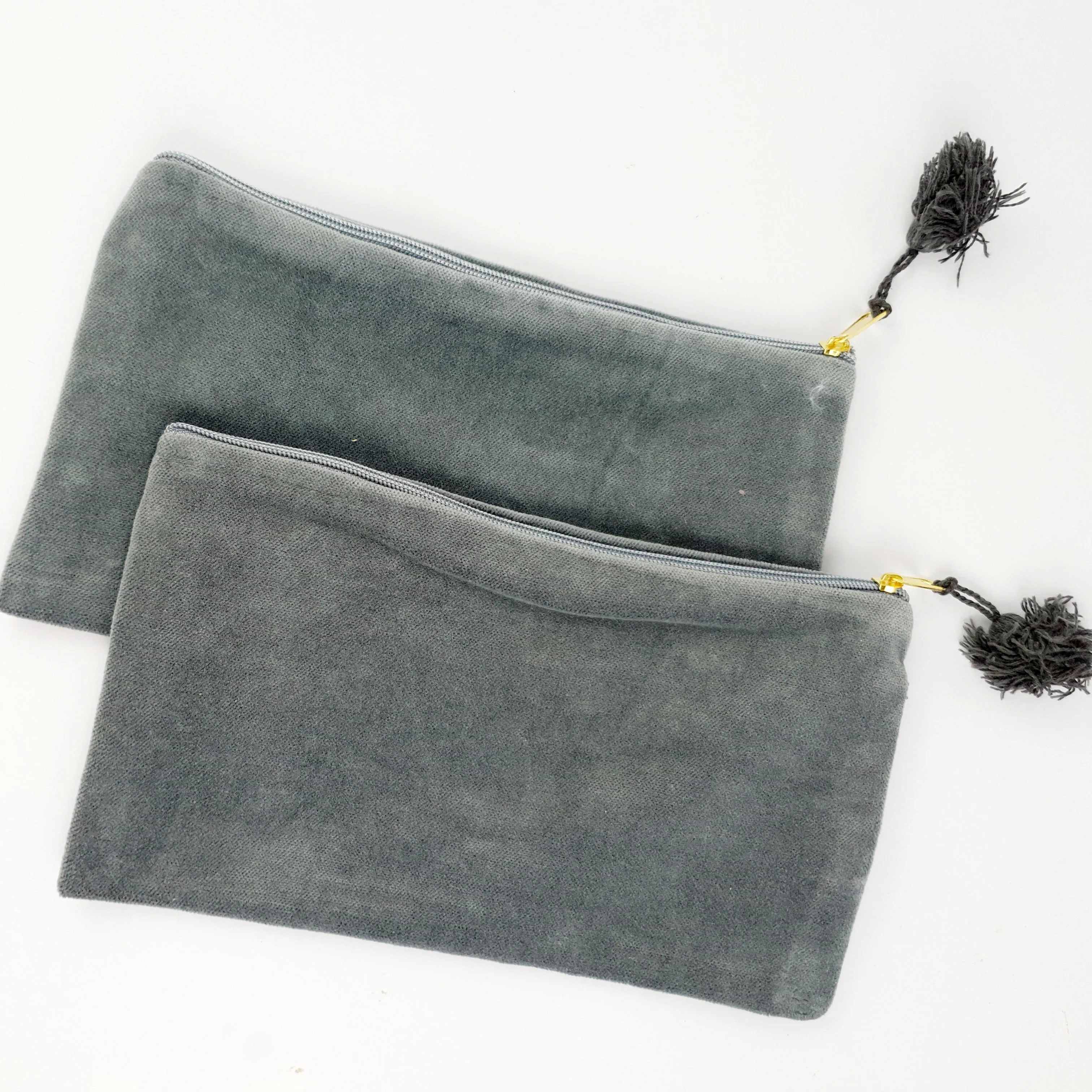 Grey Velvet Cosmetic Bag
