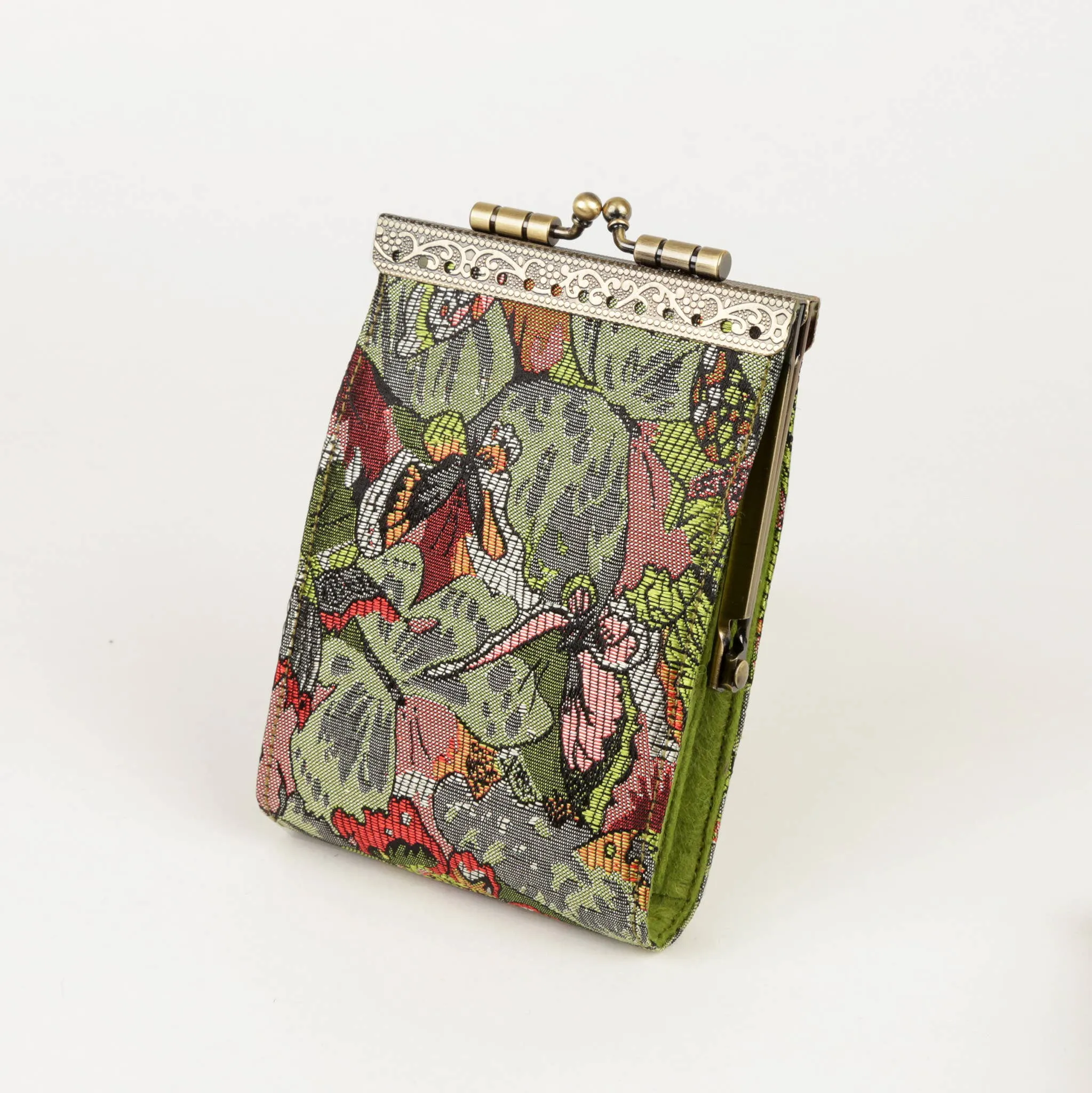 Grn/Red Floral Brocade Card Holder