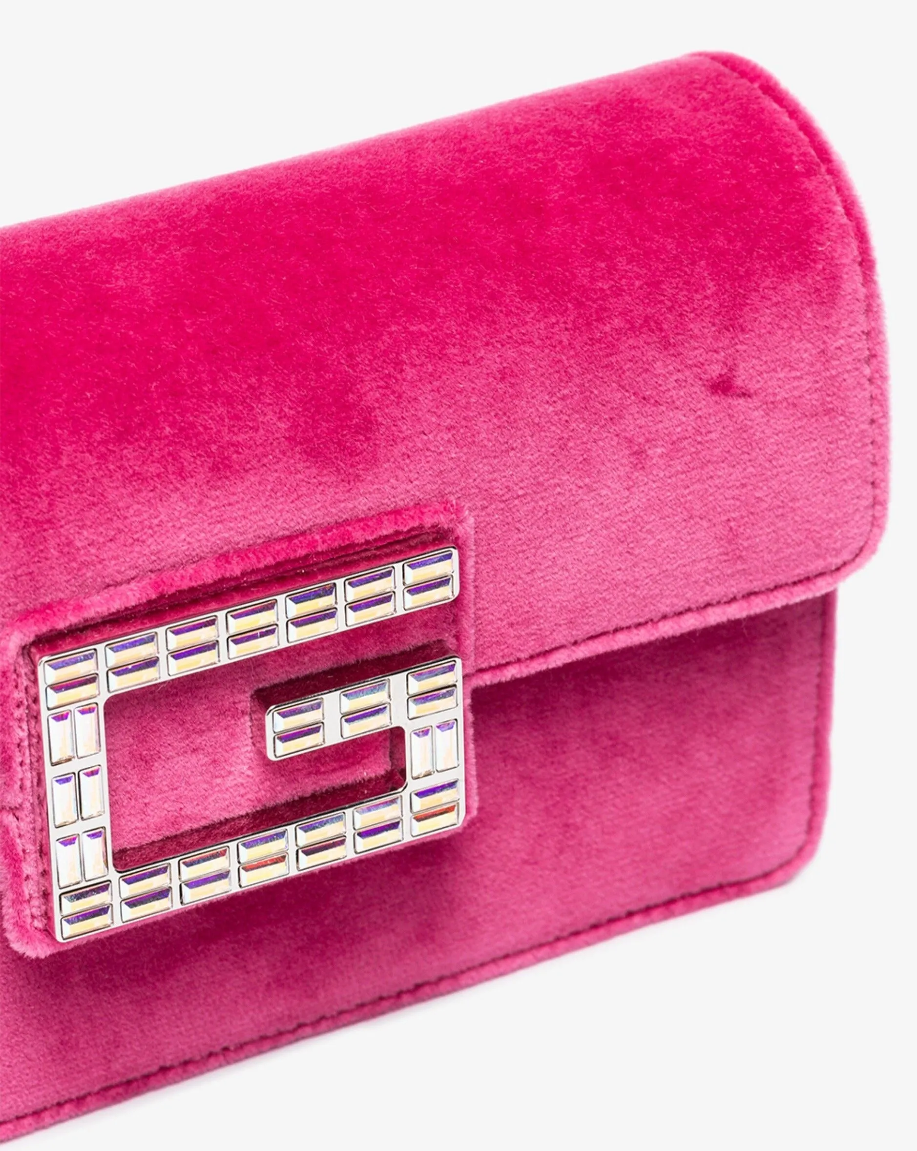 Gucci Mini Broadway Velvet Crystal Crossbody Bag in Pink