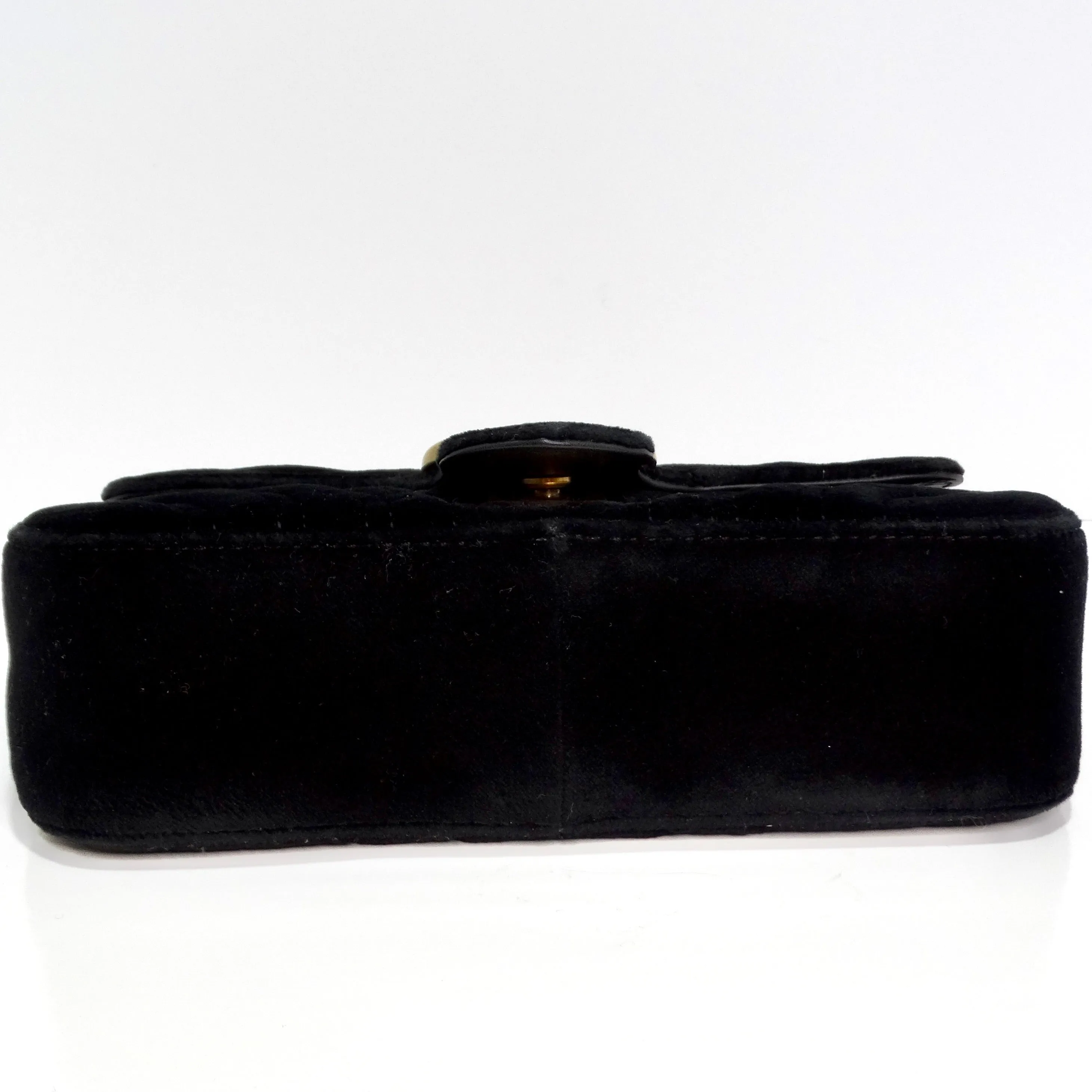 Gucci Velvet Matelasse Mini GG Marmont Shoulder Bag Black