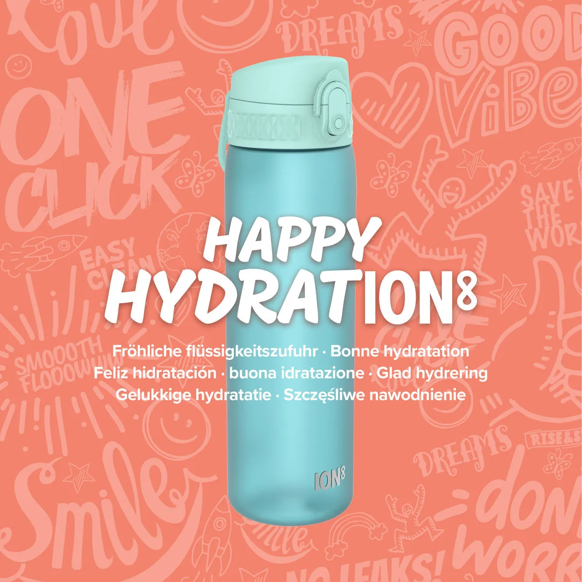ION8 Slim 600ml BPA Free, Water Bottle - Sonic Blue
