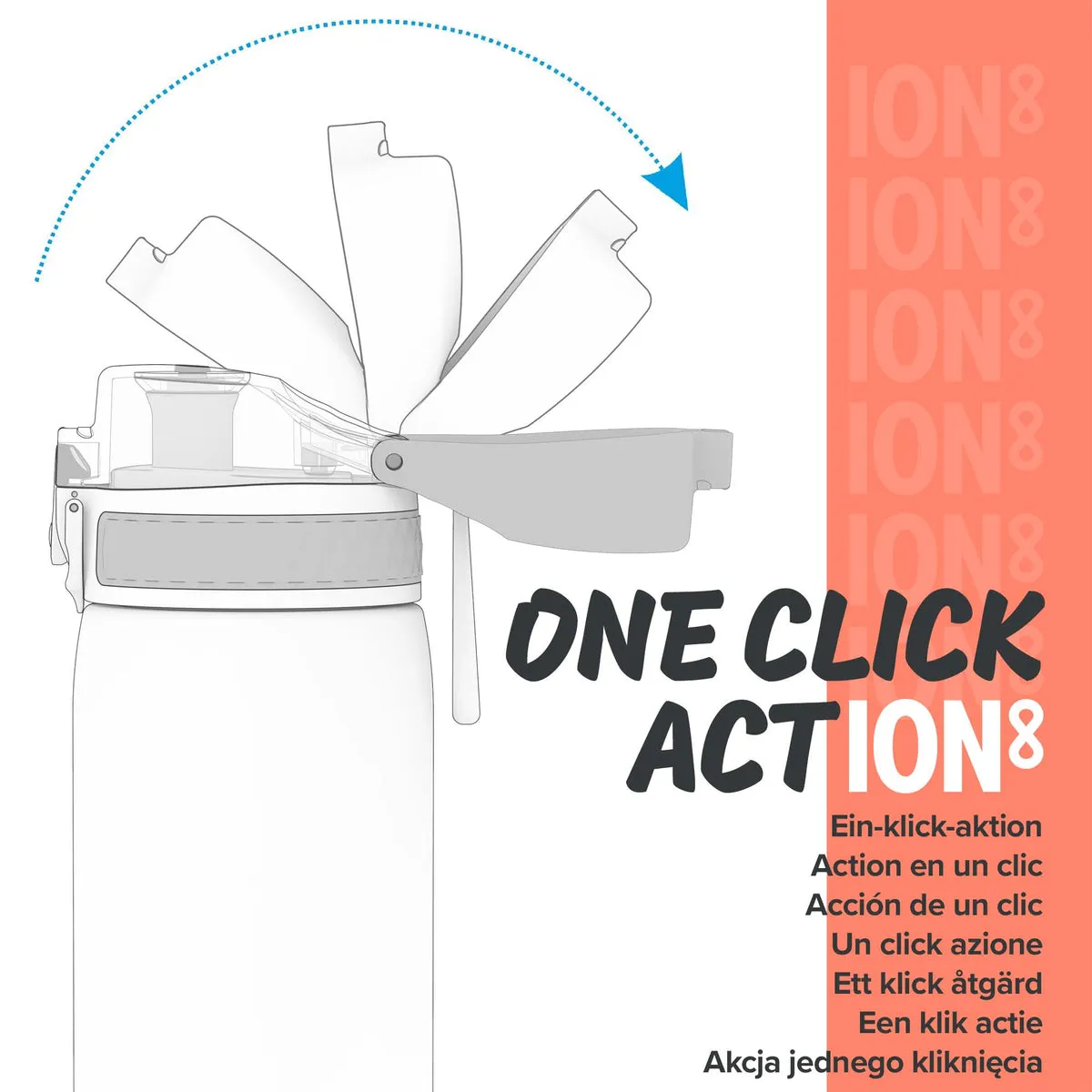 ION8 Slim 600ml BPA Free, Water Bottle - Sonic Blue