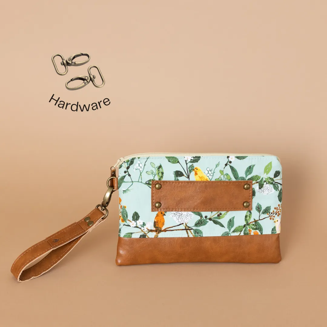 Ivey Wristlet Wallet Leather and Faux Trim