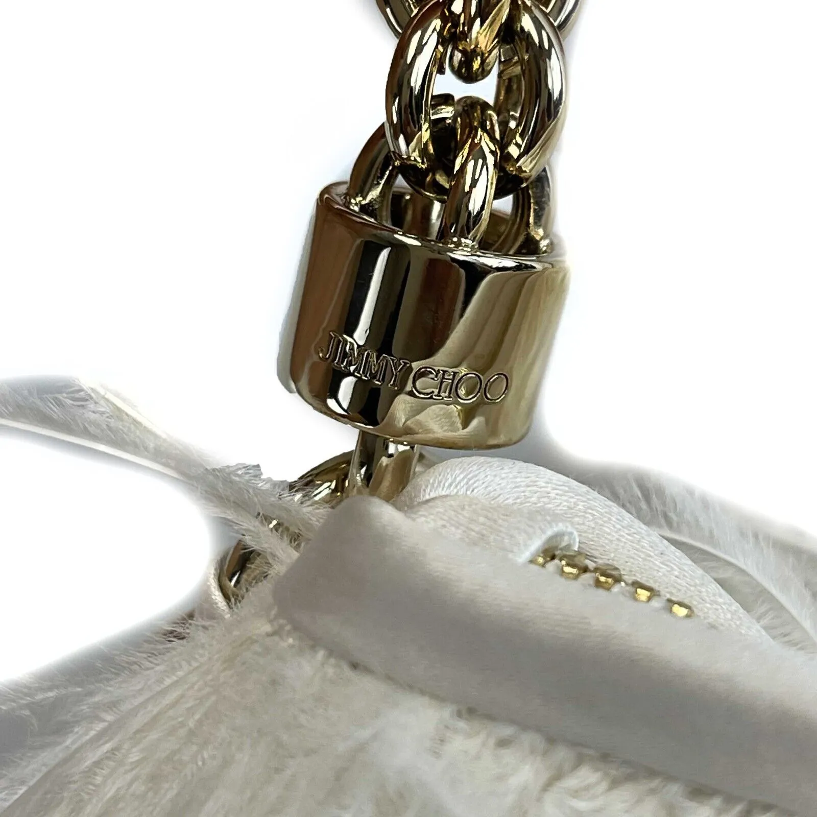 Jimmy Choo Ostrich Feather Callie Tasseled Clutch Cream
