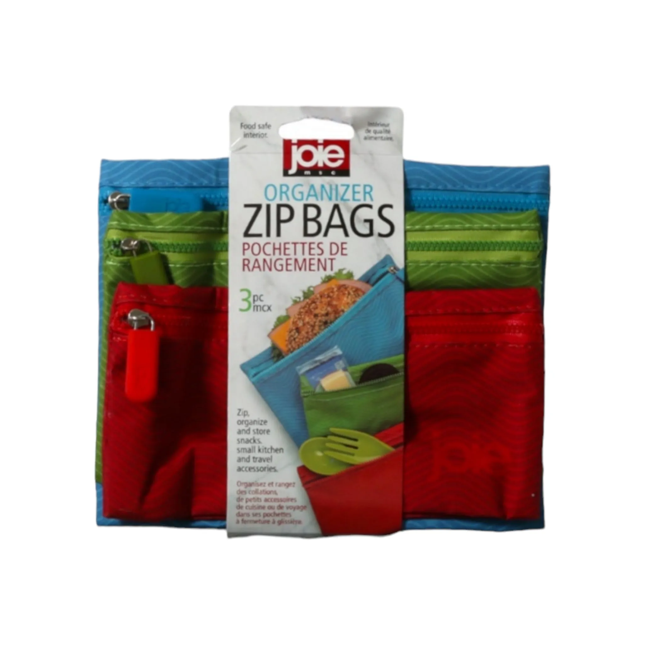 Joie Antibacterial Sandwich Zip Bags 3pc Set Assorted Colors