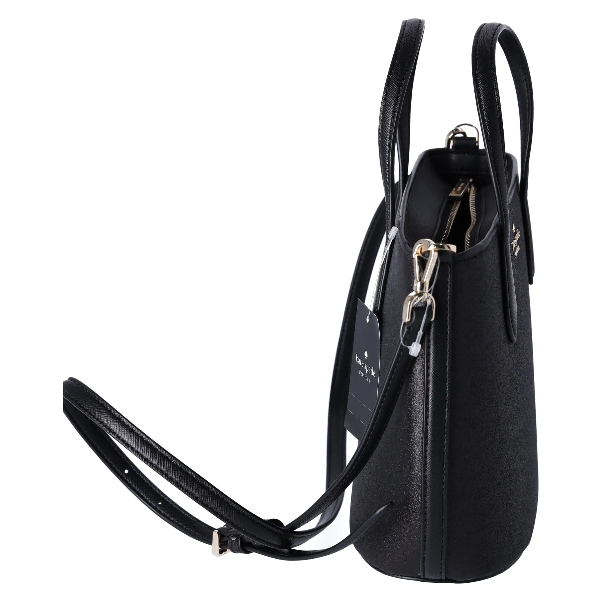 Kate Spade Glitter Glimmer Small Zip Satchel Crossbody Bag Black Holiday